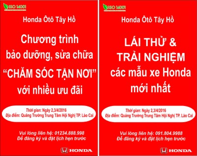 Chương trình “CHĂM SÓC TẬN NƠI VÀ LÁI THỬ XE” tại Lào Cai ngày 2,3 tháng 4 năm 2016