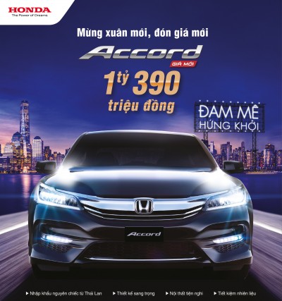 Honda Việt Nam công bố giá mới hấp dẫn cho Accord từ tháng 1/2017 cùng chương trình khuyến mại cho Odyssey trong tháng 1/2017!